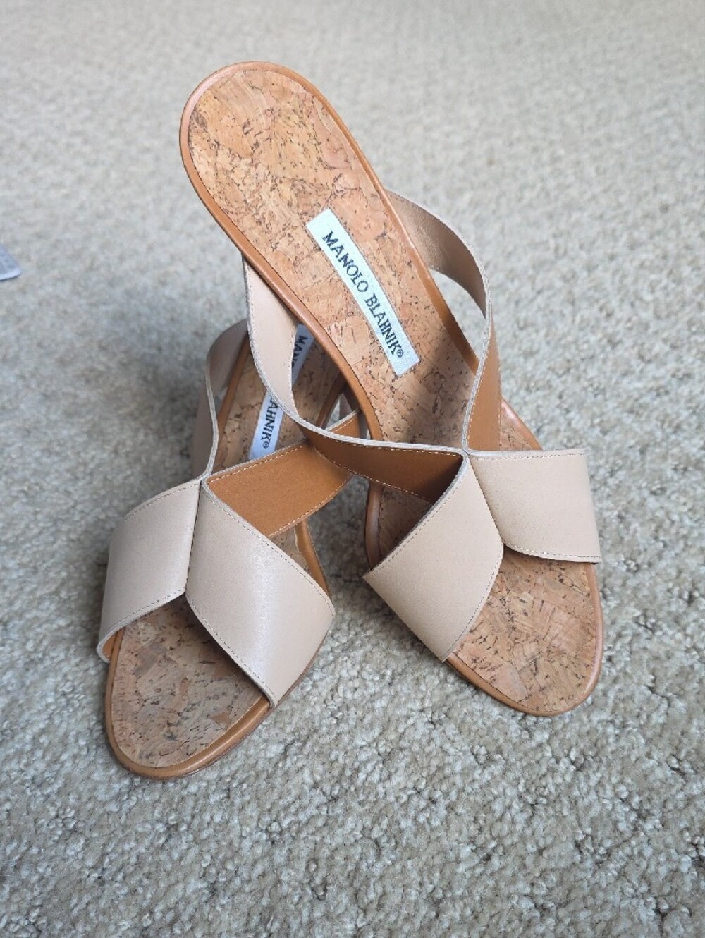 Manolo Blahnik "Dalema" Cork Slide Mules NIB